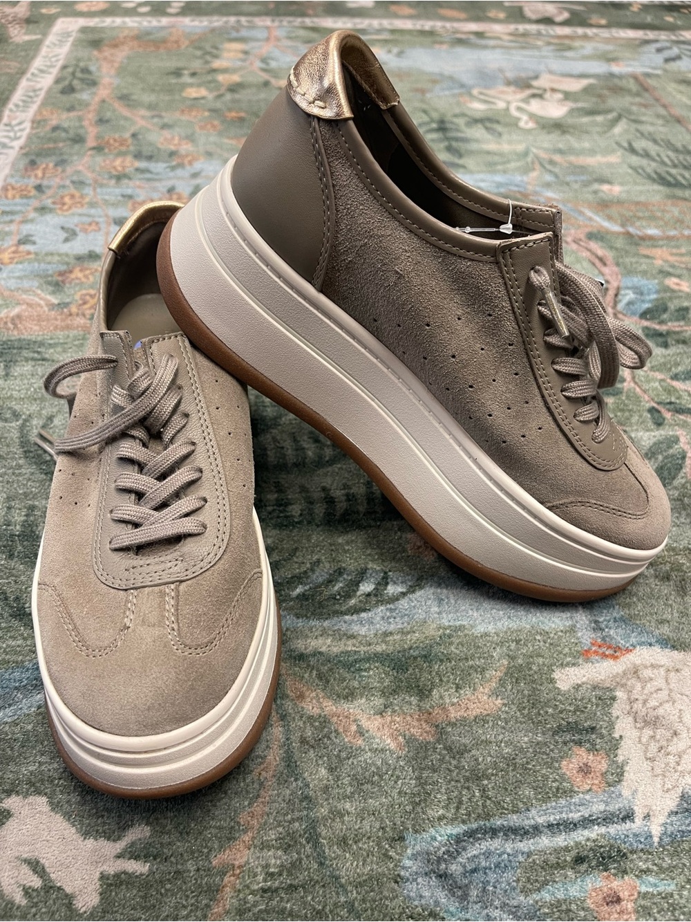 Michael Kors Hayes Leather Platform Sneaker  Taupe Suede Platform Sneakers 8.5